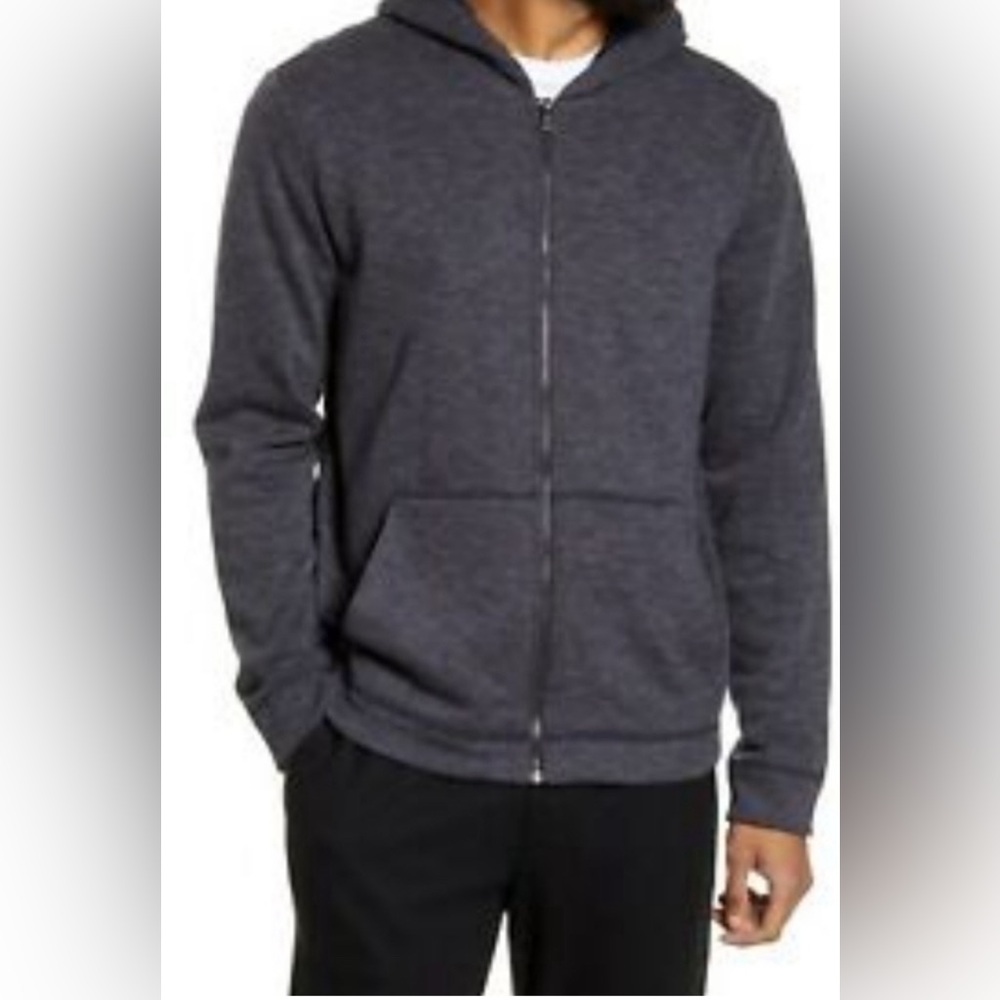 Vince Men’s Full-Zip Hoodie Blue XL Designer Hooded Sweatshirt Loungewear